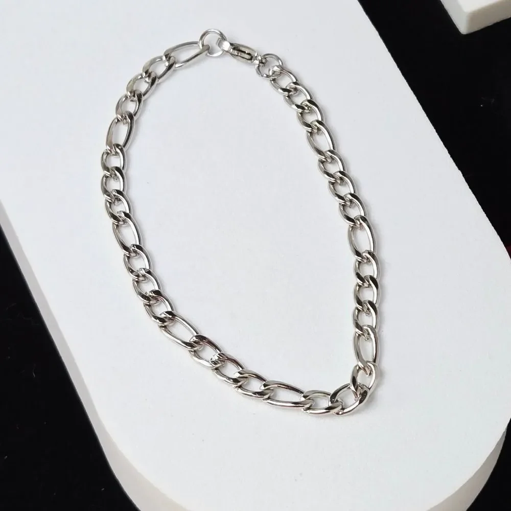 Stainless Steel Figaro Chain Bracelet 5mm Unisex Silver 8